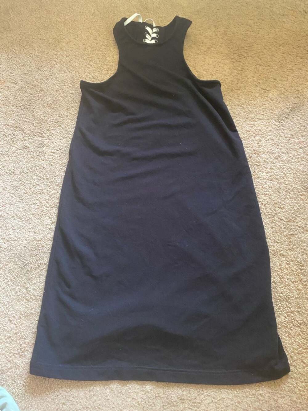Sports Illustrated Dress Size L Black Midi Tank Dress Laced Back
